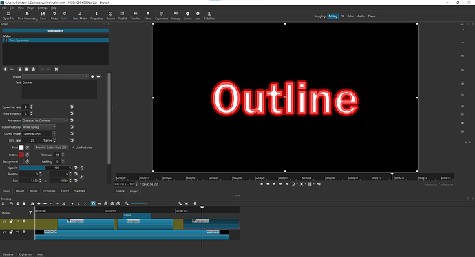 outline typewriter shotcut false