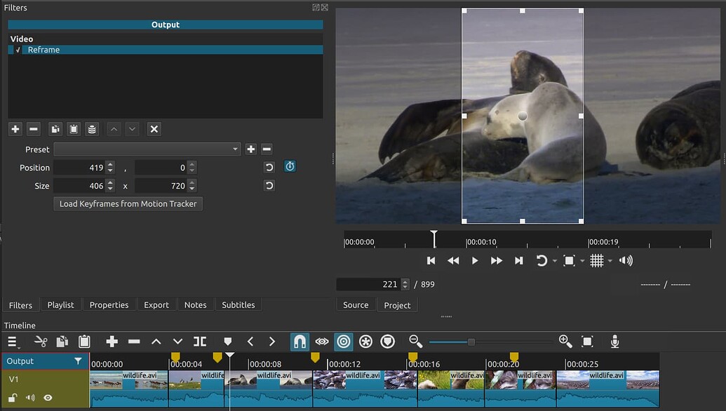 Reframe Output Video Filter - Documentation - English - Shotcut Forum