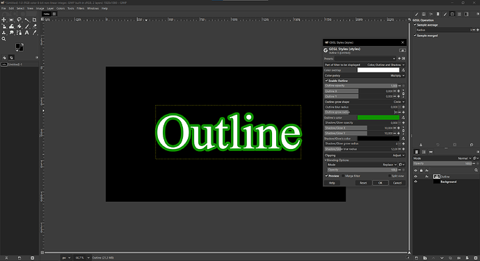 outline gimp correct