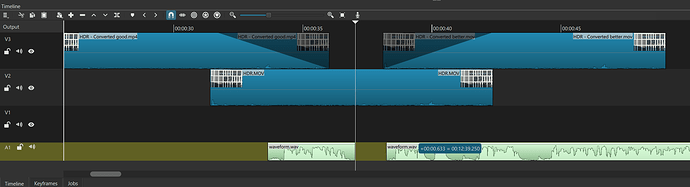 waveform trimmed by cursor to the right
