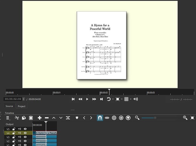 Drop Shadow sheet music with borders Shotcut 02