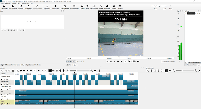 Sceenshot für Zähler mit Shotcut 15hits