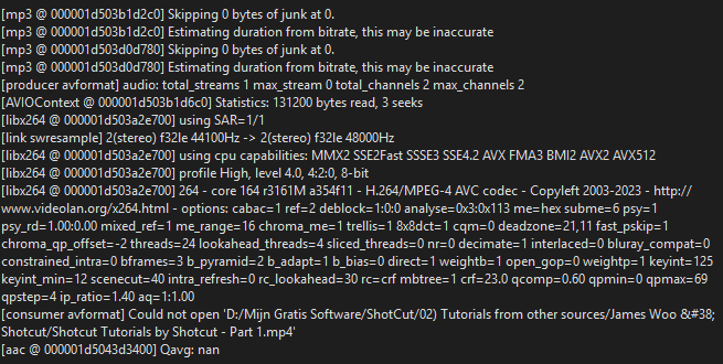 error message when exporting